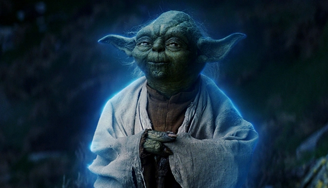 Theory: there are 4 steps of being a Force Ghost
1) Voice only (Qui-Gon in TCW)
2) Intangible spirit (Qui-Gon in OWK, or the ghosts of Episode VI)
3) Semi-tangible ghost (Obi-Wan ghost sitting, Luke catching the lightsaber in TROS)
4) Corporeal appearance (Yoda in TLJ)