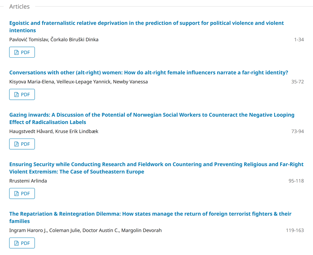 JD_JournalDerad's tweet image. Here is our brand new Summer Issue No.31, as always fully #openaccess and #peerreviewed via journal-derad.com! We hope you'll enjoy the fantastic work by .@MickWilliamsPhD .@HHaugstvedt .@YVeilleuxLepage .@Julie_Coleman .@haroro_ingram .@DevorahMargolin and others! #PCVE
