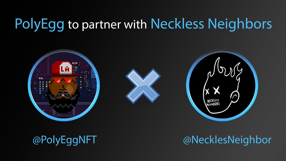 🎉 PolyEgg x Neckless Neighbors #Giveaway 
🎁 5 whitelist Spots

1️⃣ Follow <a href="/PolyEggNFT/">PolyEgg 🥚</a> &amp; <a href="/NecklesNeighbor/">Neckless Neighbors | something big</a>, RT &amp; tag 3 friend

2️⃣ Join discord, go to #☀collabs-on-chain channel discord.gg/CJqpZcZrCP
discord.com/invite/neckless

3️⃣ Push 🎉Enter

#NFT #NFTs  #Solana #SolanaNFT