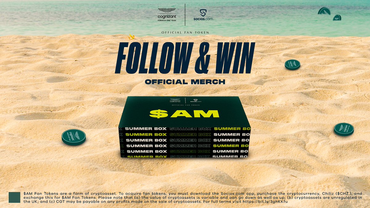 SociosMS's tweet photo. 🌞 Summer Giveaway 🌞

Fancy celebrating Friday with an exclusive @AstonMartinF1 giveaway? 😎

Learn how 👇
❤️ Like 
🔁 RT 
✅ Follow @SociosMS 
 
The winner will be announced on Tuesday 28th! 

👉T&amp;C: https://t.co/Fjj5bSPaJT

$AM ⚡️ $CHZ https://t.co/4VLEiQ807T