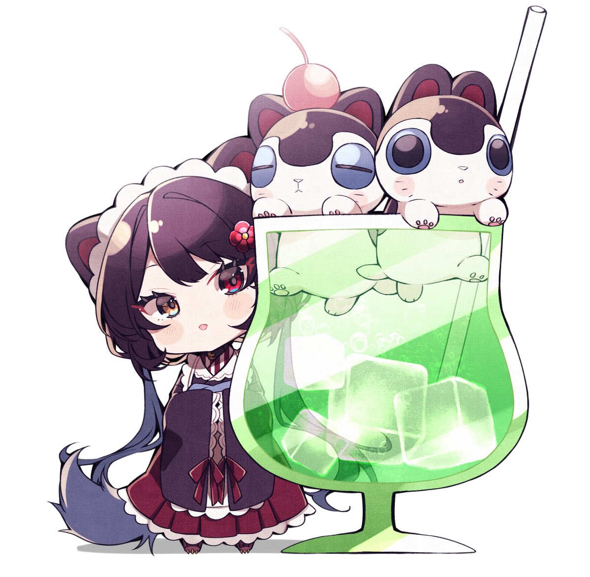 戌亥とこ 「バンケンコラボメニューずっと待ってる🍹🐶
#いぬいらすと 」|時暮のイラスト