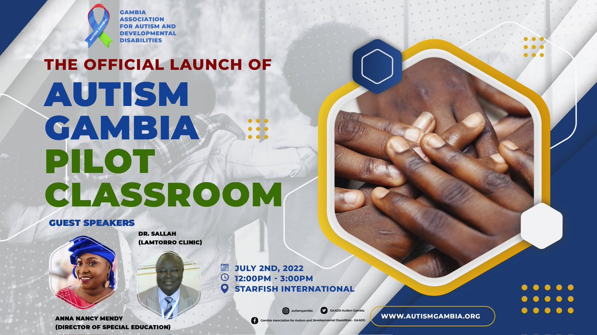 AutismGambia's tweet photo. Autism Gambia invites you to the official launch of its Pilot Classroom on the 2nd of July 2022 https://t.co/tZDmjc7nDC