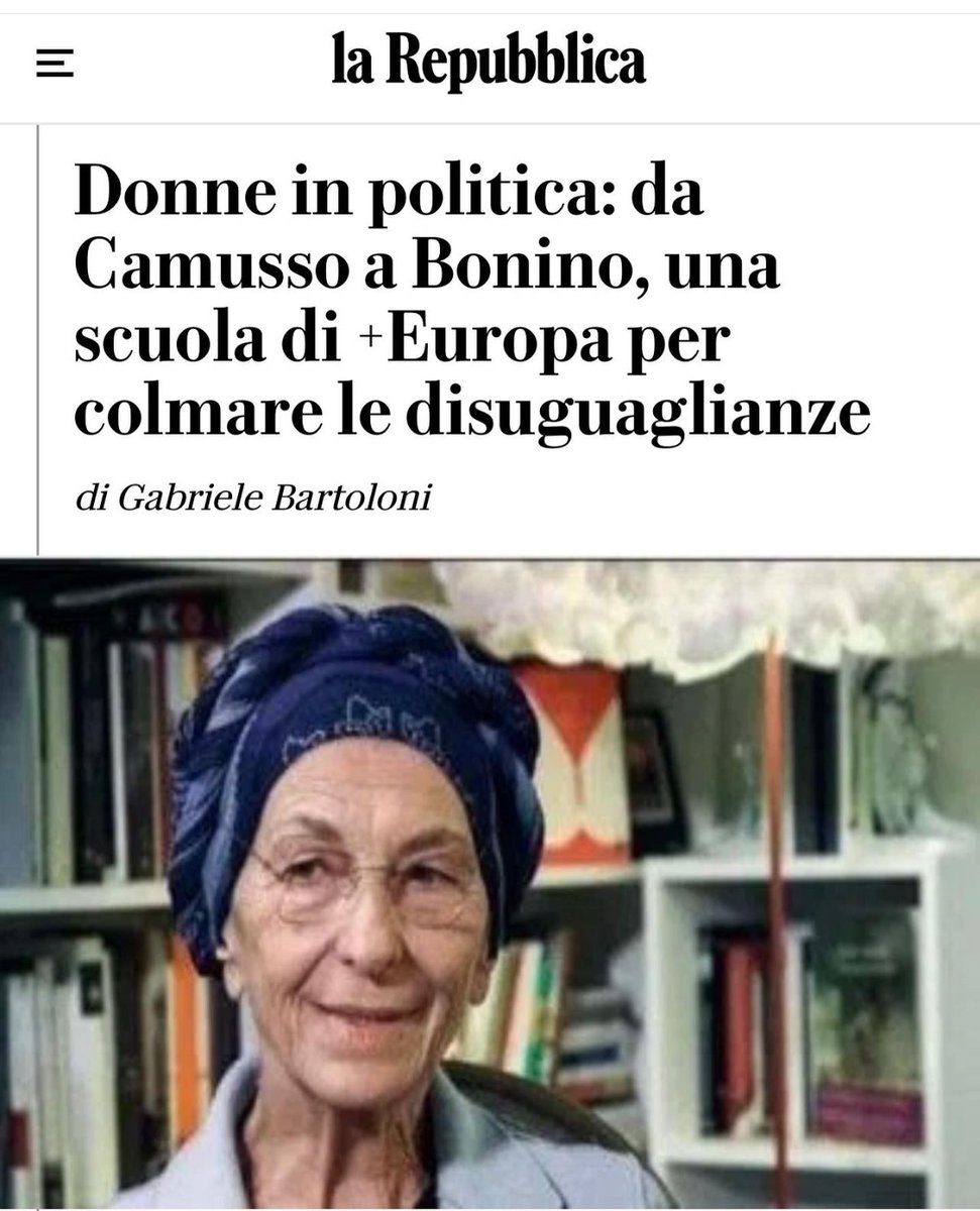 Prime Donne è su <a href="/repubblica/">Repubblica</a>!!
“I meccanismi di selezione della politica ostacolano, di fatto, la carriera politica delle donne. L'obiettivo dell'iniziativa di <a href="/Piu_Europa/">Più Europa</a> è quello di scoperchiare il vaso di Pandora degli stereotipi di genere".
repubblica.it/politica/2022/…