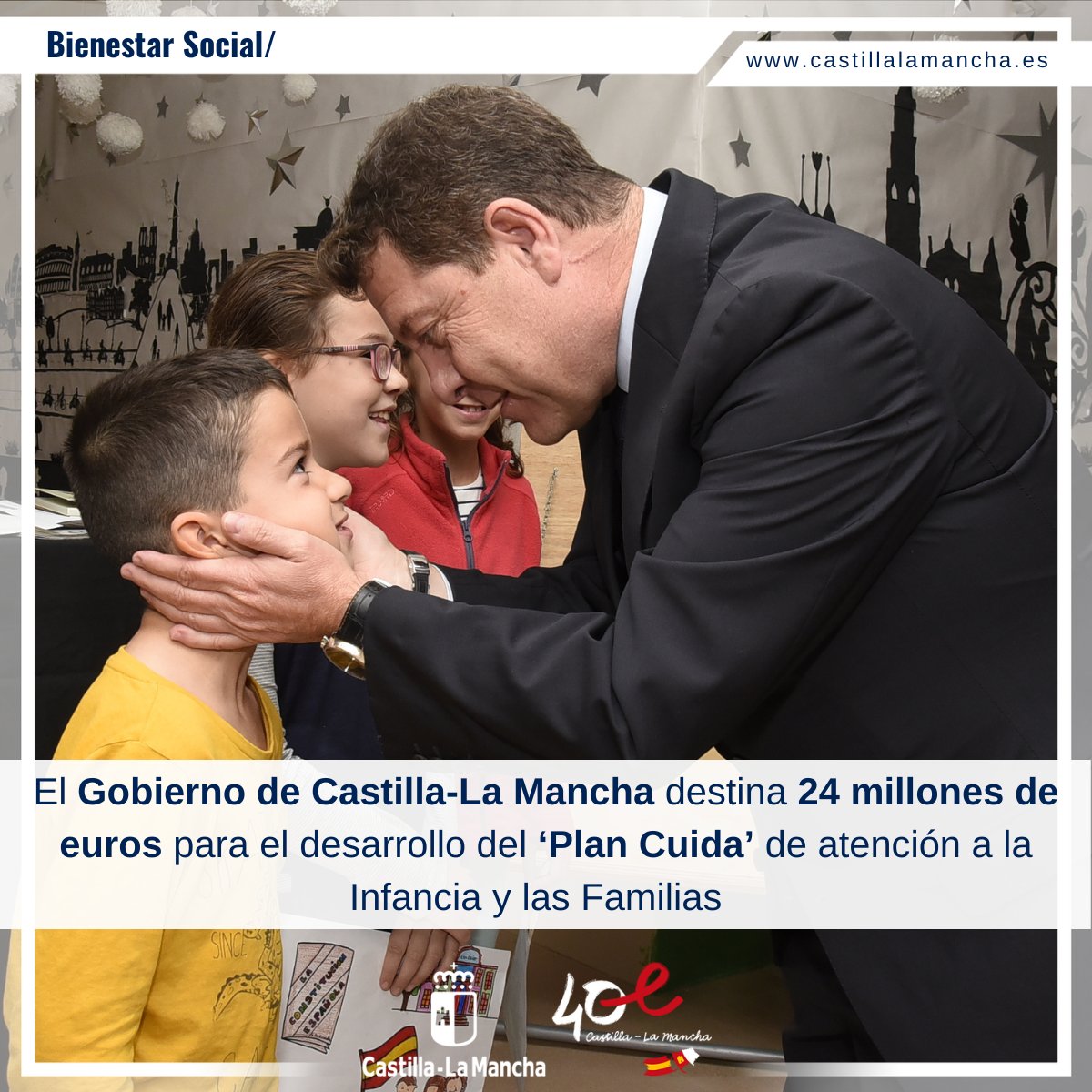 BienestarCLM's tweet photo. 👨‍👩‍👧El @gobjccm destina 24 m€ para el desarrollo del ‘Plan Cuida’ de atención a la Infancia y las Familias

👧🏻👶🏼Dentro del Plan 2018-2021, con el objetivo de detectar de forma precoz las situaciones de riesgo y vulnerabilidad que afectan a estos

ℹ️ https://t.co/eio6S93mfA

#CLM https://t.co/vFz9VBAdSk