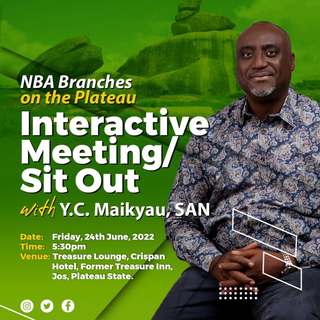 I will be at the Interactive Meeting/Sit Out this evening with my learned friends in Jos🥂