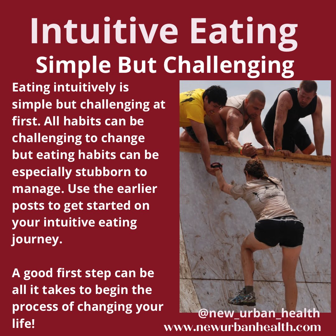 NewUrbanHealth's tweet photo. Eating intuitively is simple but challenging at first. All habits can be challenging to change but eating habits can be especially stubborn to manage. Use the earlier posts to get started on your intuitive eating journey.
A good first step can be all it takes to begin the process https://t.co/HRFnNdbJ3W