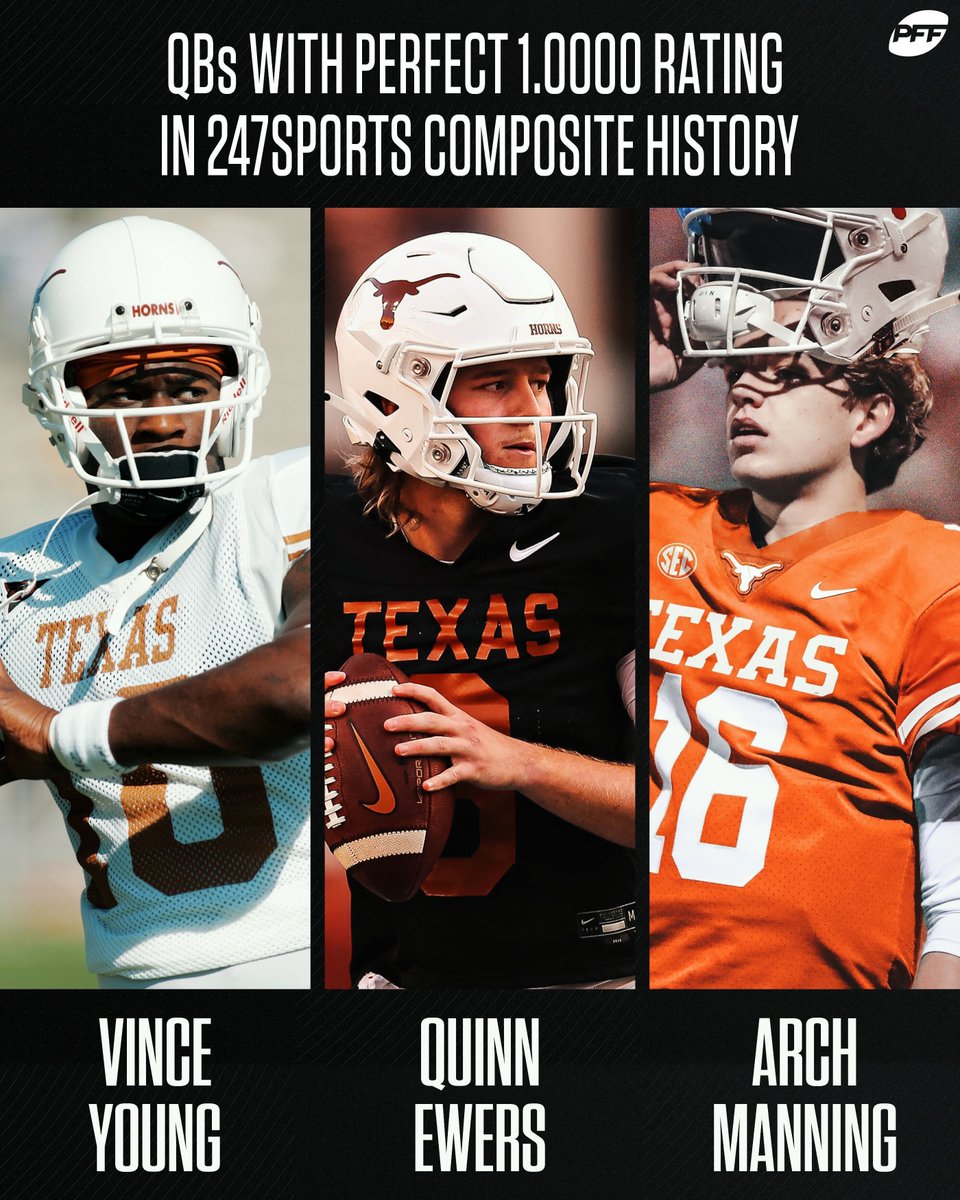 PFF_College's tweet photo. The best high school QBs of all time are all Longhorns 🤘 https://t.co/qaDTsiOYri