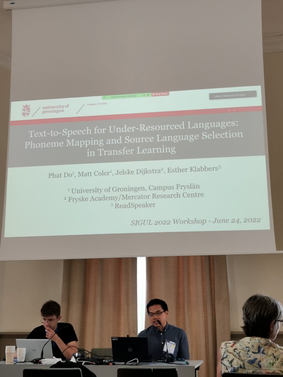 RoshnaOmer's tweet photo. The third talk at #SIGUL2022
Text-to-Speech for Under-Resourced Languages: Phoneme Mapping and Source Language Selection in Transfer Learning
Phat Do, Matt Coler, Jelske Dijkstra and Esther Klabbers https://t.co/lTYEixpHs1