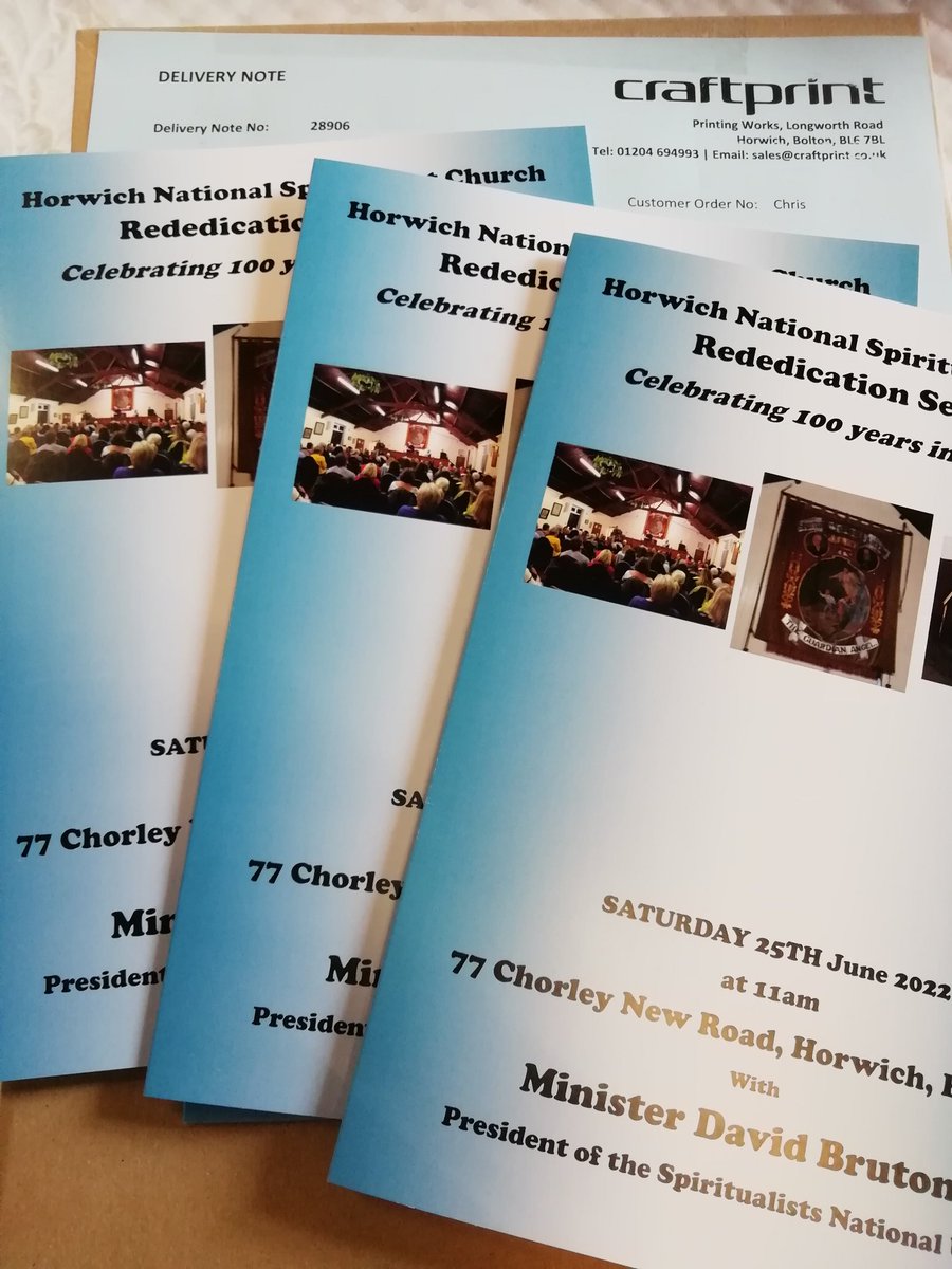 Our thanks go to @Craftprint who printed our order of service for tomorrow's rededication.  

We love supporting Horwich businesses & this is a top quality product. 👏

For those attending the invite only event, we look forward to welcoming you from 1030am.
🙂🙏💙
#hellohorwich