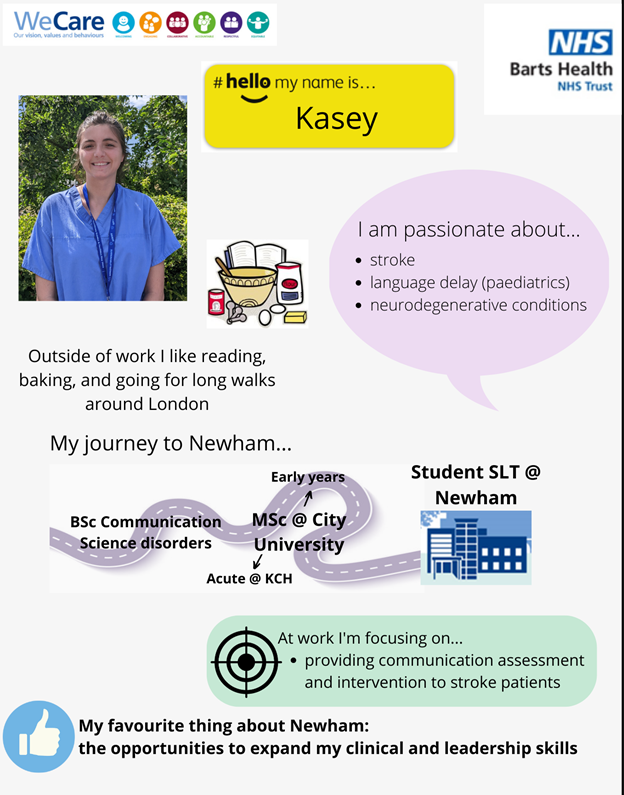 At the moment we have 2 wonderful #SLT2B SLT students with us from @_CitySLT_ - first up is @kaseyfocazio 👋 the students are are helping out with seeing patients on the stroke ward @NHeatherward and...