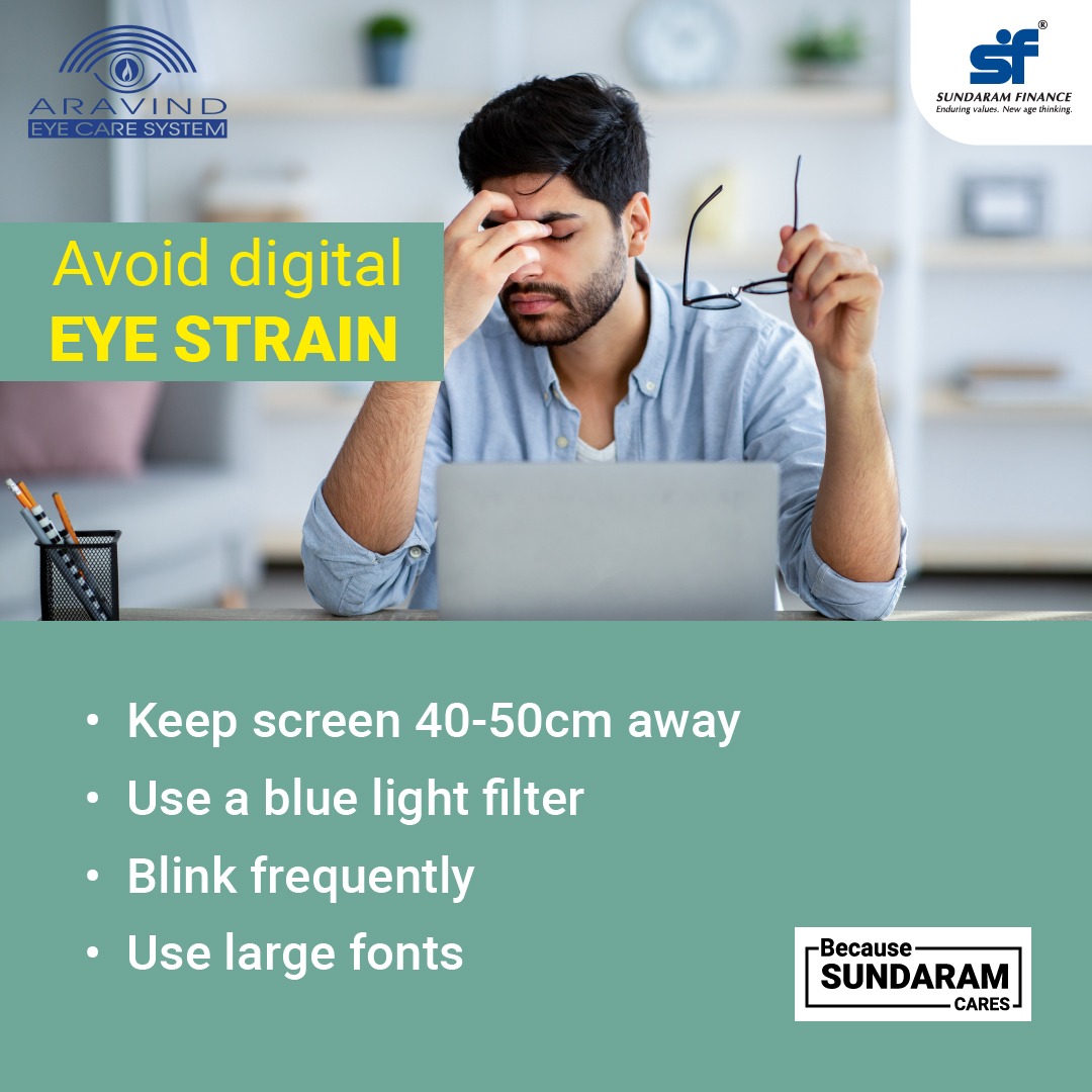 sfcorpcomm's tweet photo. Knock Knock! Here's a reminder to take a break from the screen! Give your eyes some rest and don't forget to get them tested regularly.
#SFGroup #SundaramFinance #EyeHealth #DontStrainYourEyes
@SundaramMF @royalsundaram @SundaramHome @aravind_eyecare https://t.co/bAPr8o6ywP