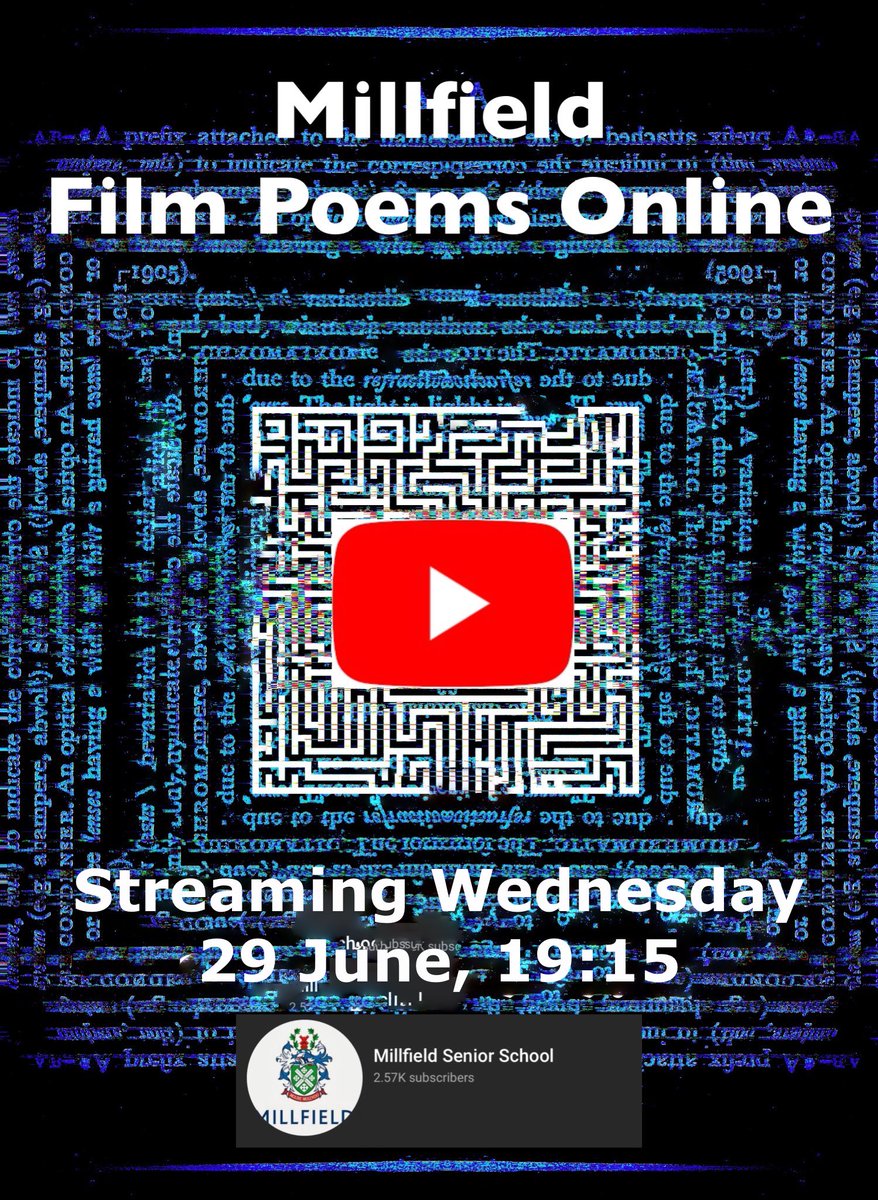 Our showcase of innovative film poems by Year 9 and 10 <a href="/MillfieldSenior/">Millfield School</a> students premieres on YouTube next Wednesday evening! Huge range of styles and topics, inc responses to specially commissioned poems by @nellivory <a href="/stevenjfowler/">SJ Fowler</a> <a href="/HeyAstranaut/">Astra ☾</a> <a href="/VikShirley/">Dr. Vik Shirley</a> <a href="/george_szirtes/">George Szirtes</a>