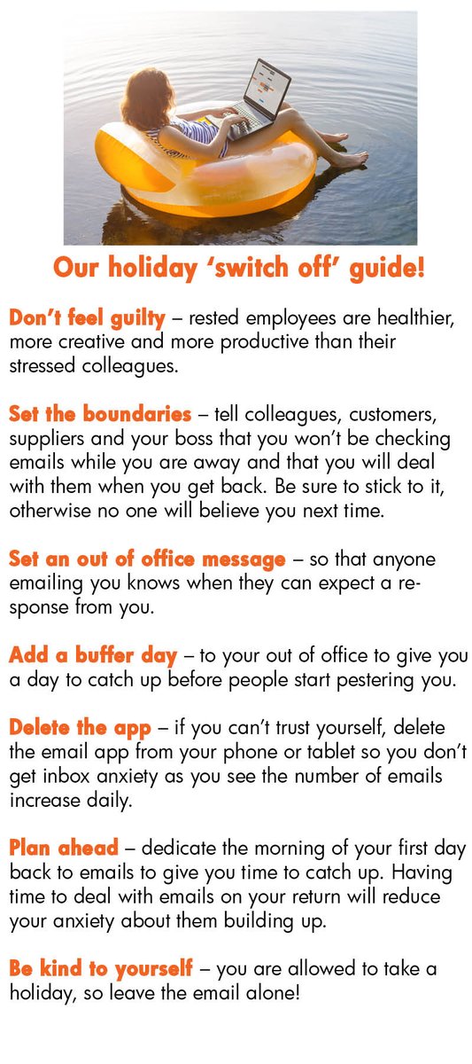 Our holiday 'switch off' guide!
Whether your holiday this year is a fortnight in the Caribbean or a week at home, one thing that is vital is that you use the time to fully switch off from your day job.
You'll only get the benefit of a break by making a break - here's how: