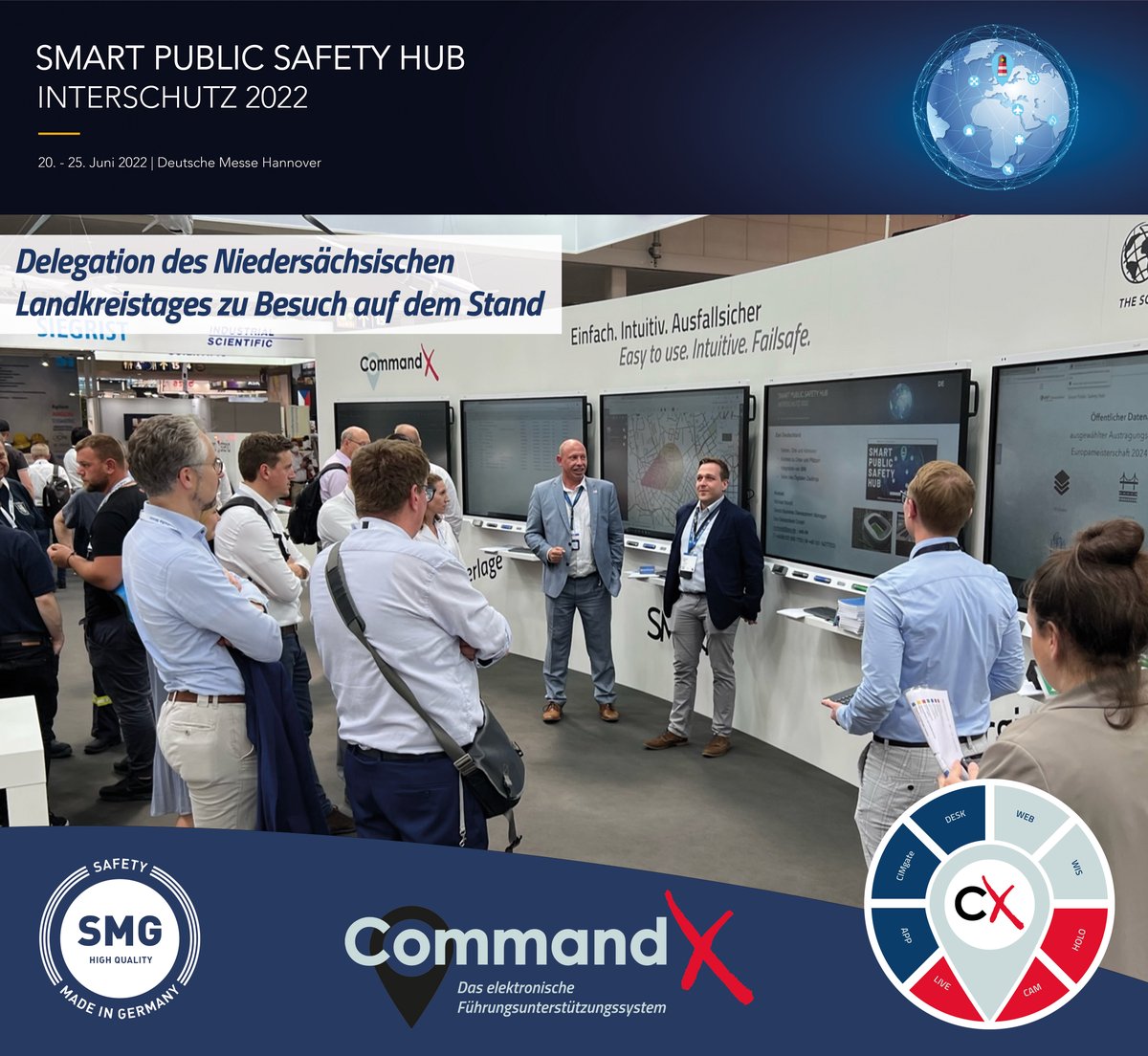 EurocommandGmbH's tweet photo. Delegation vom Niedersächsischen Landkreistag zu Gast auf dem #smartpublicsafetyhub bei der INTERSCHUTZ. 13 Vertreter und Vertreterinnen des NLK wurden von uns begrüßt und erhielten eine Präsentation der CommandX-Anwendungen
#eurocommand #interschutz2022 #SmartPublicSafetyHub https://t.co/uBXlav5l7H