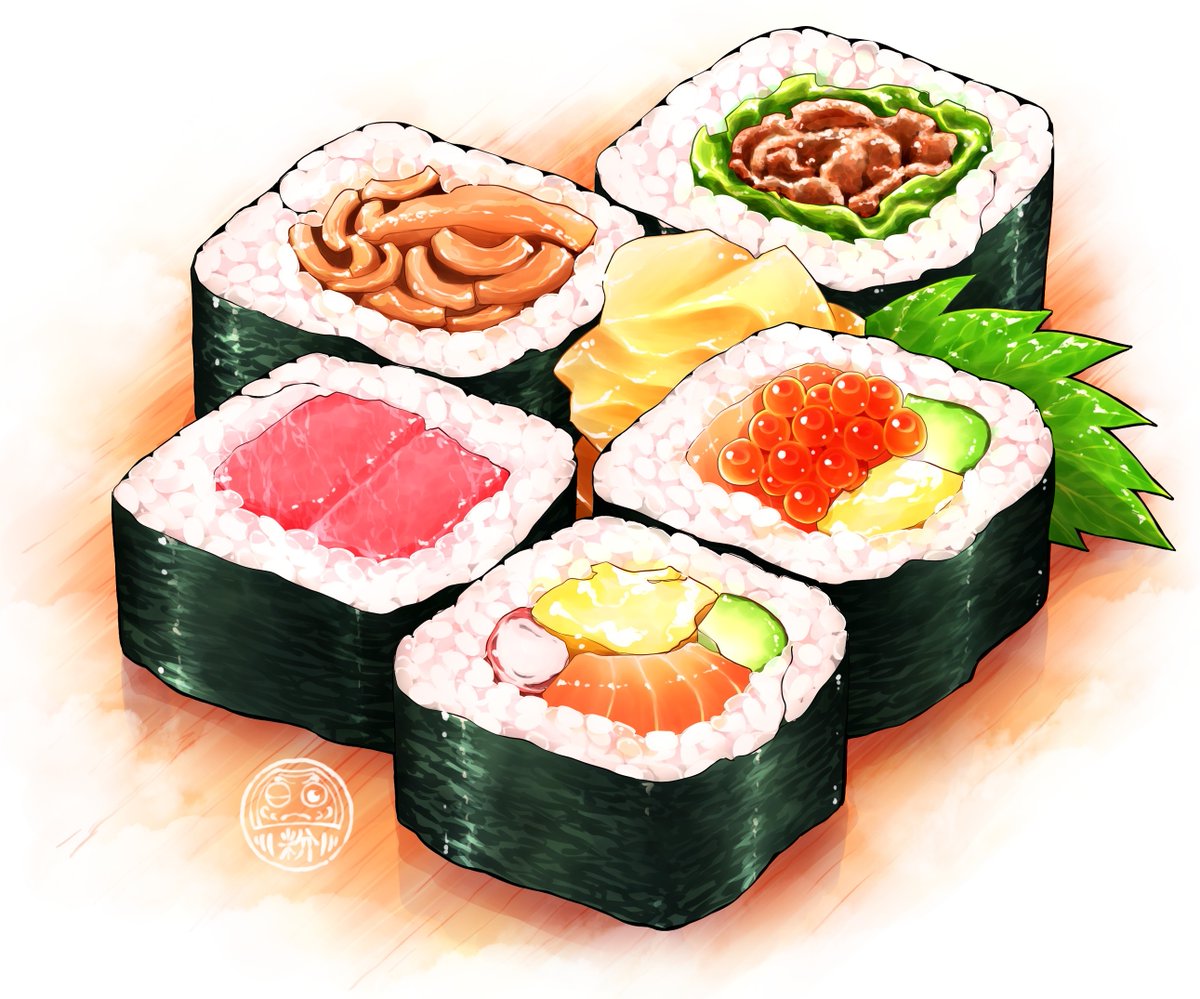 food food focus no humans sushi still life makizushi rice  illustration images