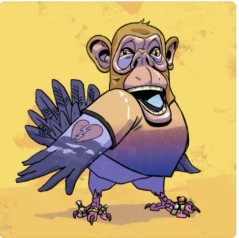 KSEKAWAY's tweet photo. If you wonder why this pigeon is wearing an ape mask  - go and check our welcome post on Medium. It's Part 1 of our #FuckedUpPigeon Club story towards decentralised identify. #BAYC #NFTCollection https://t.co/3LYfHAL0H2