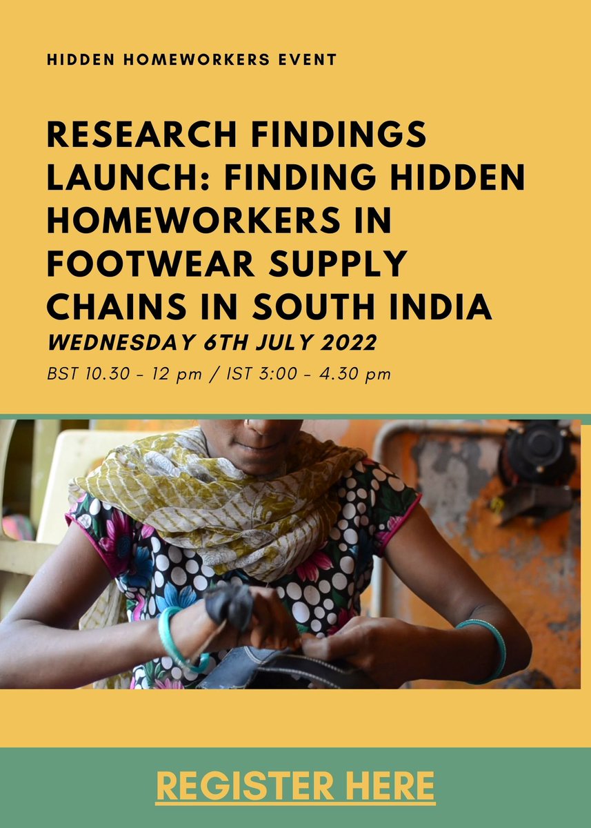 Homeworkers Worldwide (@homeworkersww) on Twitter photo We've conducted a crucial study with
<a href="/Cividep/">Cividep India</a> to research the working conditions of footwear homeworkers in Tamil Nadu. Join us on 6th July to find out more about this important research and how we can help bring positive change for these women workers us02web.zoom.us/webinar/regist… We've conducted a crucial study with
<a href="/Cividep/">Cividep India</a> to research the working conditions of footwear homeworkers in Tamil Nadu. Join us on 6th July to find out more about this important research and how we can help bring positive change for these women workers us02web.zoom.us/webinar/regist…