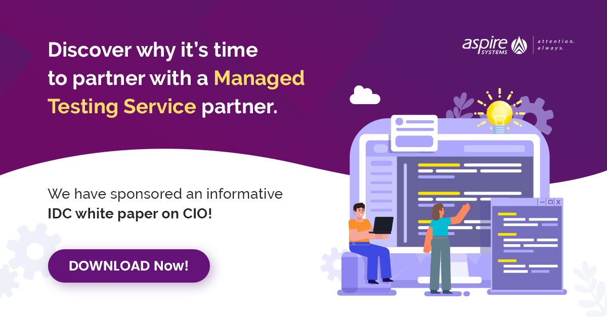 testing_aspire's tweet image. How can partnerships with a #ManagedTesting Services provider free up a lot of the customer&apos;s bandwidth and budget? And ultimately benefit the business, technology, and process trio? To know more, click ter.li/2n66so