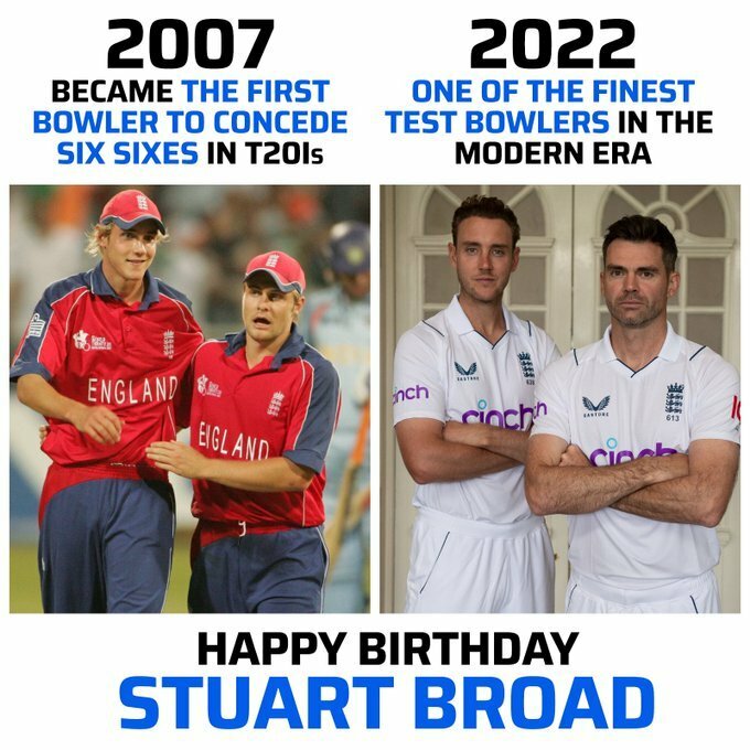 Stuart Broad turns 36 today, wishing him a very happy birthday 