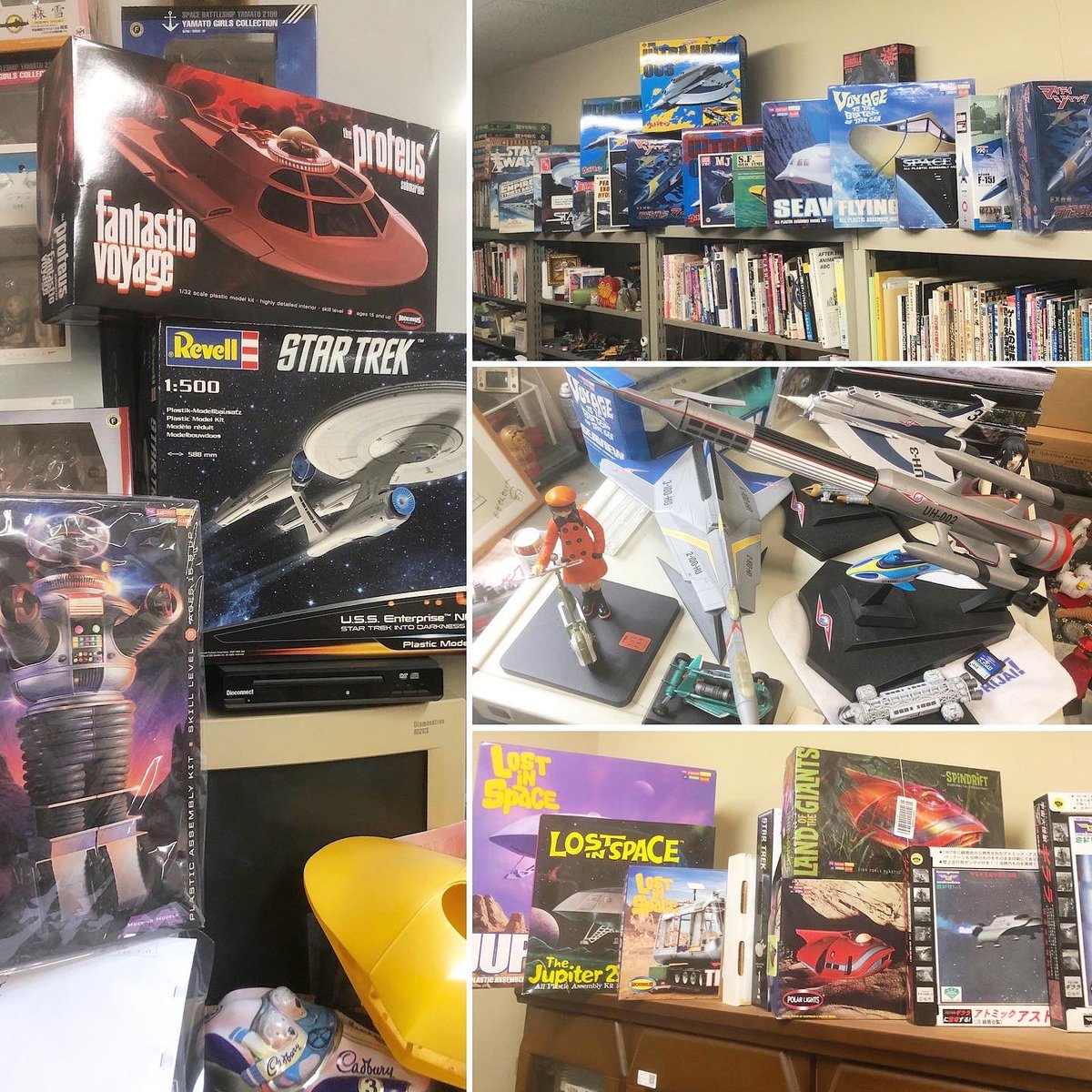 kazechin's tweet photo. かぜちんの部屋
「シン ウルトラマン」を観に行ったら📽映画に登場した「禍威獣特設対策室」（通称・禍特対＝カトクタイ）の部屋に飾ってある物が🙄なかはら研究室にもあることが判明しました‼️
以上、ご報告まで💦
***
#シンウルトラマン
#禍特対
#SF#ムービー#グッズ
#プラモデル
#怪獣 https://t.co/6eUu0cPYrx
