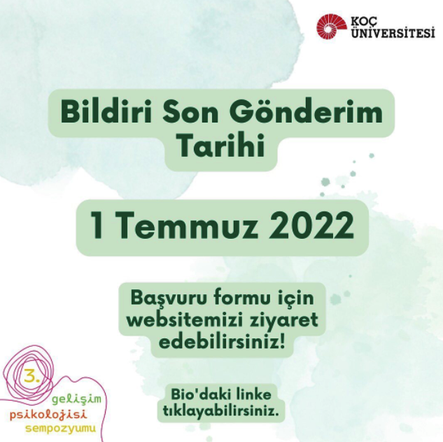 GelisimKoc's tweet photo. Bildirilerinizi 1 Temmuz 2022 tarihine kadar göndermeyi unutmayın! 

Başvurunuzu aşağıdaki link üzerinden gerçekleştirebilirsiniz.
https://t.co/JLhjInoMtj https://t.co/njQBpK2sEl