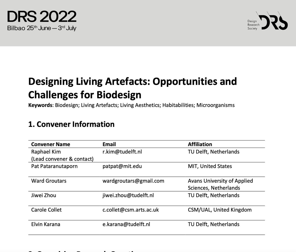 Raphael Kim, PhD (@kim_raphael) on Twitter photo Heading to <a href="/drs2022bilbao/">DRS2022 BILBAO</a> ? Join us, for Conversations about designing living Artefacts! No registration required.
Monday 27th June (14:30 - 16:00 CEST)
In-Person: BA06 Bizkaia Aretoa_Room Baroja
Online: via Swapcard
#DRS2022Bilbao #biodesign <a href="/thisisDRS/">DRS</a> <a href="/MaterialsXLab/">Materials Experience Lab</a> Heading to <a href="/drs2022bilbao/">DRS2022 BILBAO</a> ? Join us, for Conversations about designing living Artefacts! No registration required.
Monday 27th June (14:30 - 16:00 CEST)
In-Person: BA06 Bizkaia Aretoa_Room Baroja
Online: via Swapcard
#DRS2022Bilbao #biodesign <a href="/thisisDRS/">DRS</a> <a href="/MaterialsXLab/">Materials Experience Lab</a>