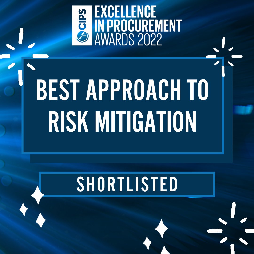 Shortlisted for Best Approach to Risk Mitigation at the #CIPSAwards: @BritishSteelUK @HS2ltd @MTNGroup @SellafieldLtd @uugroupplc @Shell @cipsnews #Procurement cipsexcellenceinprocurementawards.com/shortlist-2022