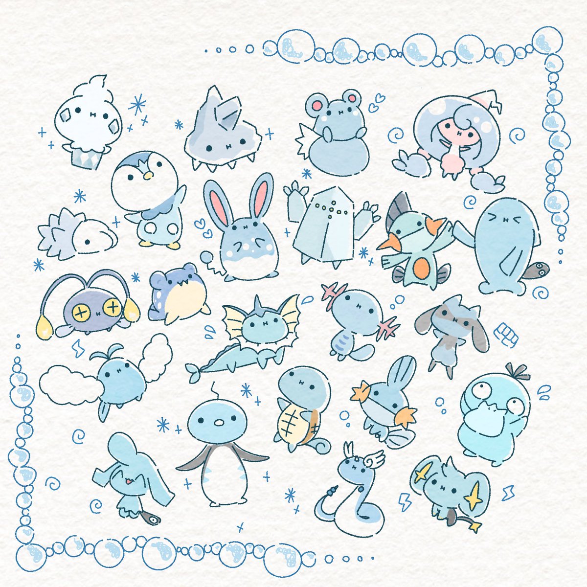 mudkip pokemon (creature) no humans > < smile closed eyes open mouth heart  illustration images