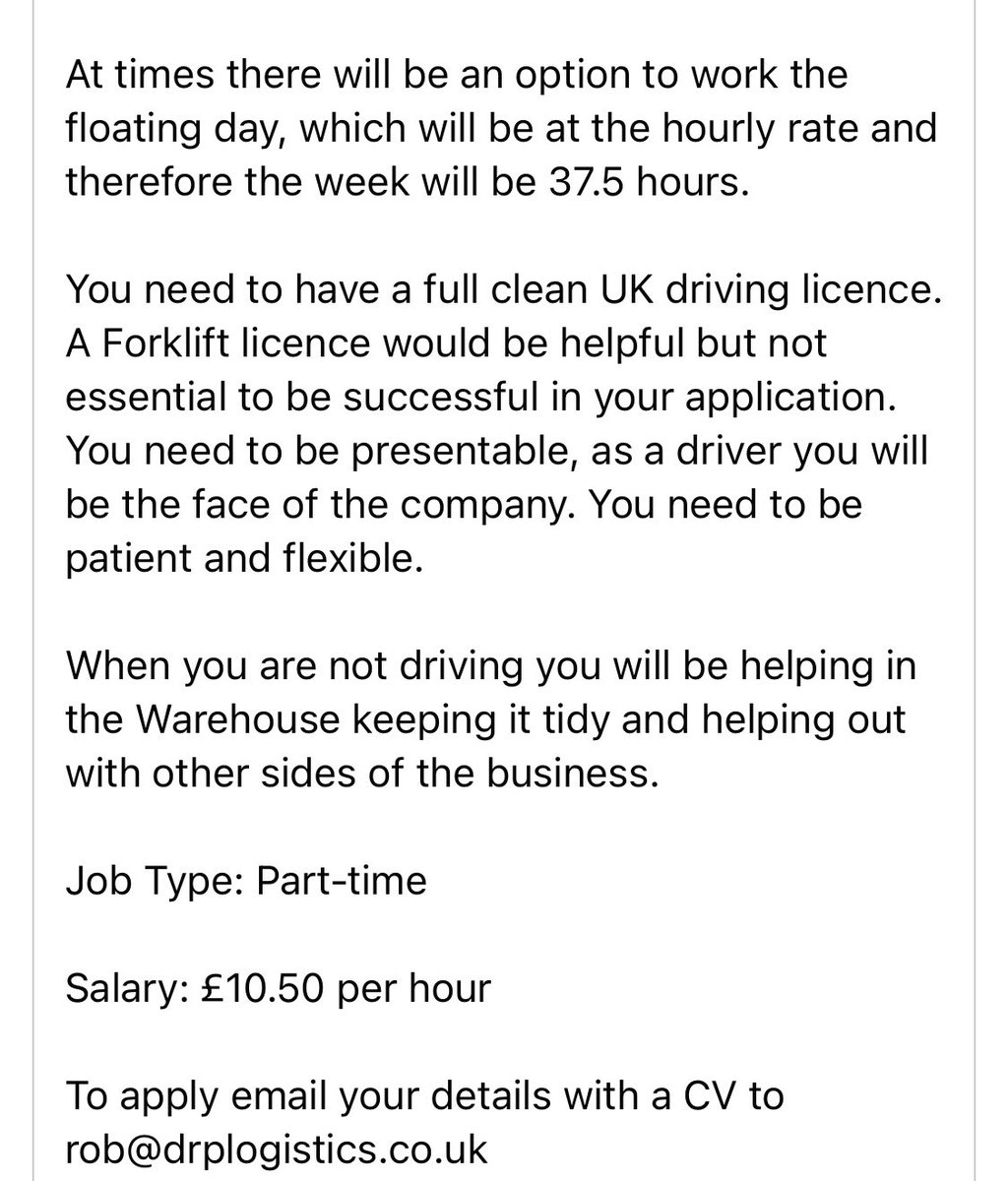 Job opening with our friends <a href="/DRPLogistics/">DRP Logistics Ltd</a> 🚚