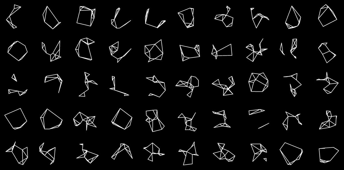 amygoodchild's tweet photo. A little thread about my latest project, 'Matter Waves'.

This idea started back in 2020 when I coded a method of building geometric constellations using connected nodes. https://t.co/NXOsm5vayo