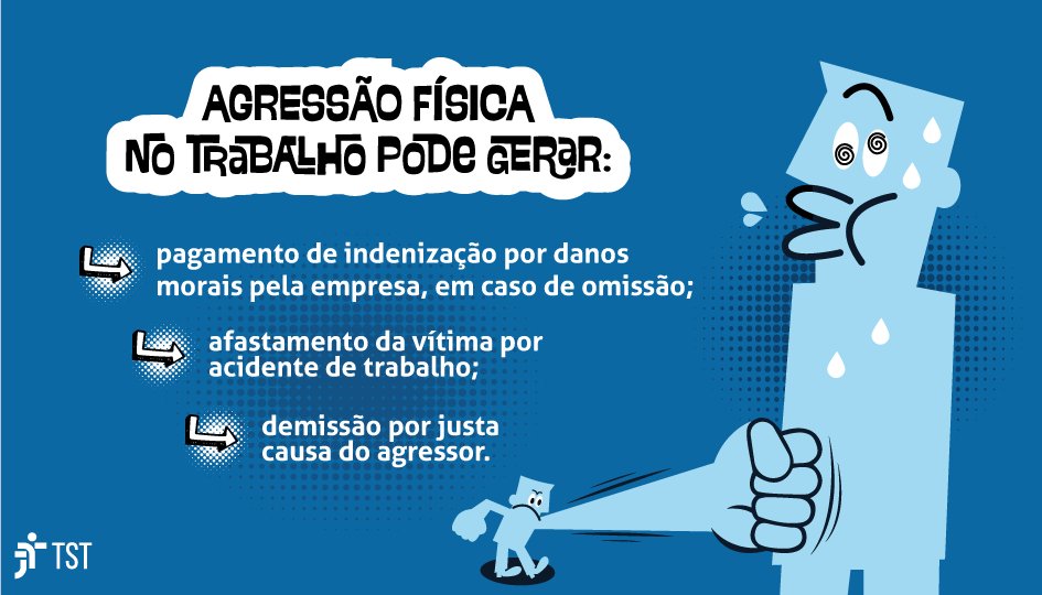 TST_Oficial's tweet photo. ➡ Saiba como reagir diante de uma agressão física no trabalho e quais são as repercussões do fato para a vítima, o agressor e a empresa neste vídeo do quadro #QueroPost, da TV TST. Confira: https://t.co/YiTq1g1zQC https://t.co/qIodKq11GV