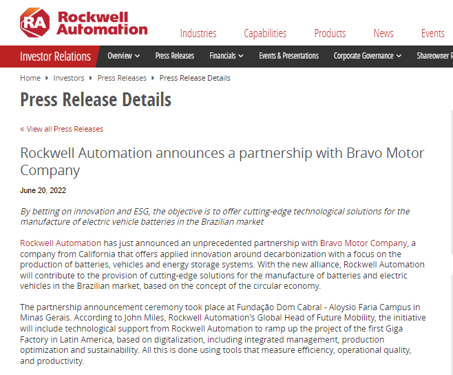 EVShareMobility's tweet photo. 📣 Our partners at #BravoMotorCompany made a global agreement with #RockwellAutomation 🤝

The announcement is applied to innovation around #decarbonization with a focus on the production of #batteries, #vehicles and #energystorage systems https://t.co/zKpDWIhaQF
