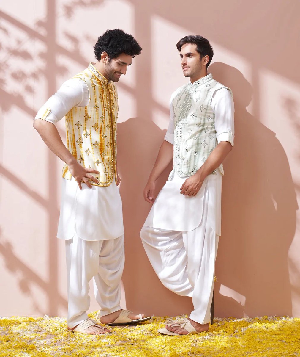 Korabynm's tweet photo. Feel the perfect festive vibe with the embroidered kurta and tie and dye bandi sets, in bright and happy shades. Dilkash - Unveiling The Charm. 
https://t.co/dZ17N5L9Mi
#korabynm #designercollection #designeroutfit #designerkurtaset #silkkurtas #silkfabric #latestfashion #dilkash https://t.co/ed26K5mWoD