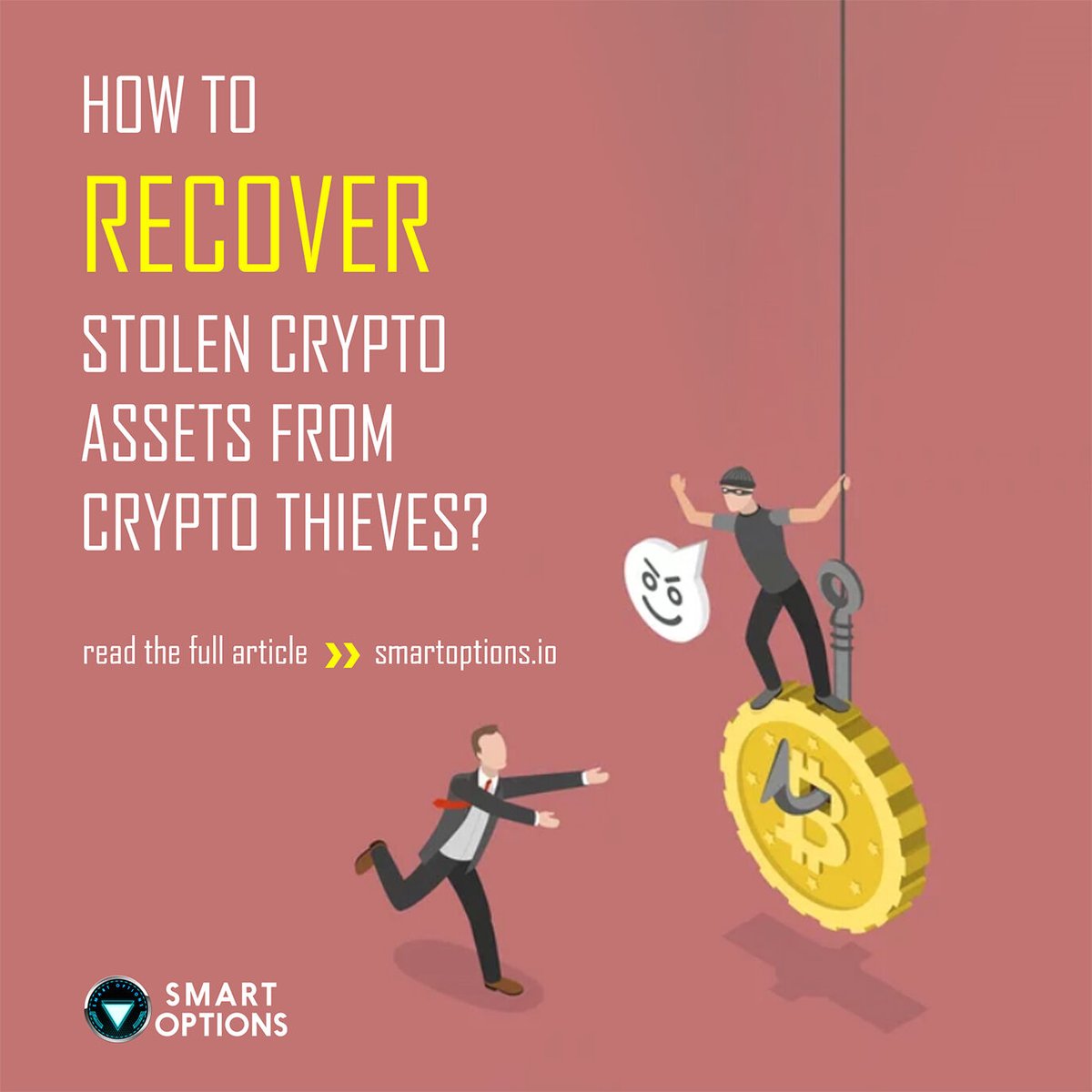 smartoptionsio's tweet photo. RECOVERING STOLEN CRYPTO ASSETS FROM CRYPTO THIEVES 👉 This guide will explain what you can do if you become a victim of crypto theft and more 🤓 Read the full article and learn ⏩ https://t.co/qoC5BZVc60 
#recovercrypto #recoverstolencrypto #howtorecover #avoidscammers #crypto https://t.co/c7ipMNM1Y8