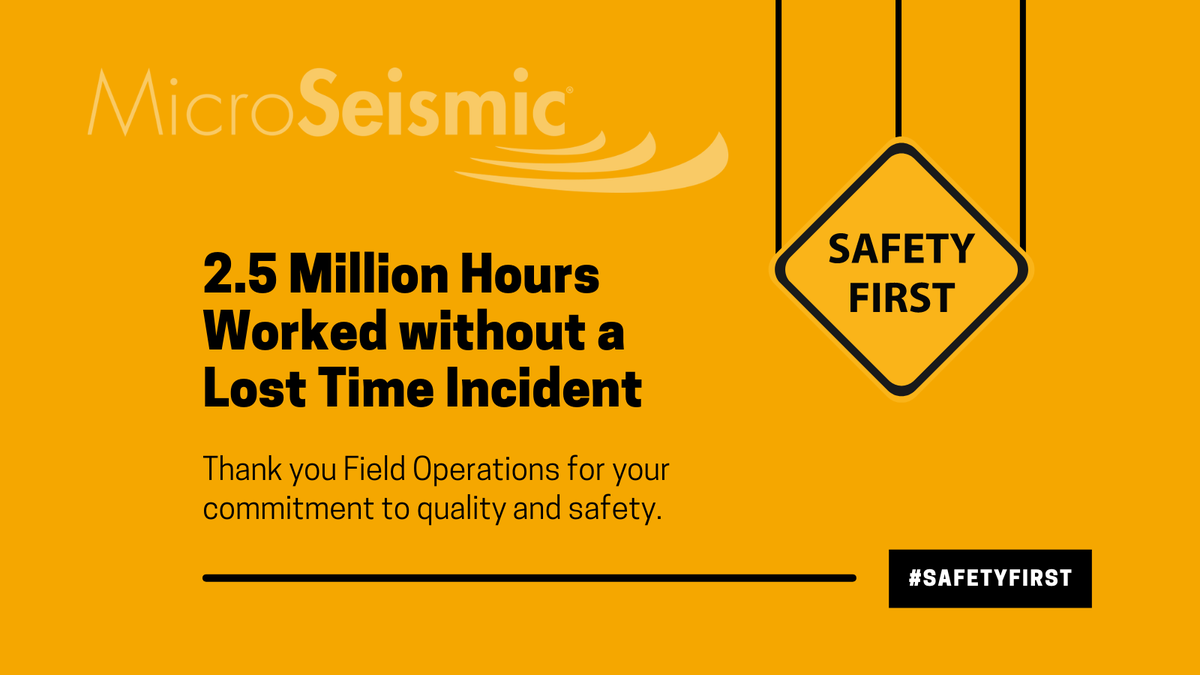 Micro_Seismic's tweet photo. MicroSeismic Inc. is committed to empowering a dedicated field team of highly-skilled professionals. Our field teams perform their work safely, with the highest quality and efficiency, while also protecting the environment.  #Passivemonitoring #nationalsafetymonth #safetyfirst https://t.co/YHcn9G5Xzl