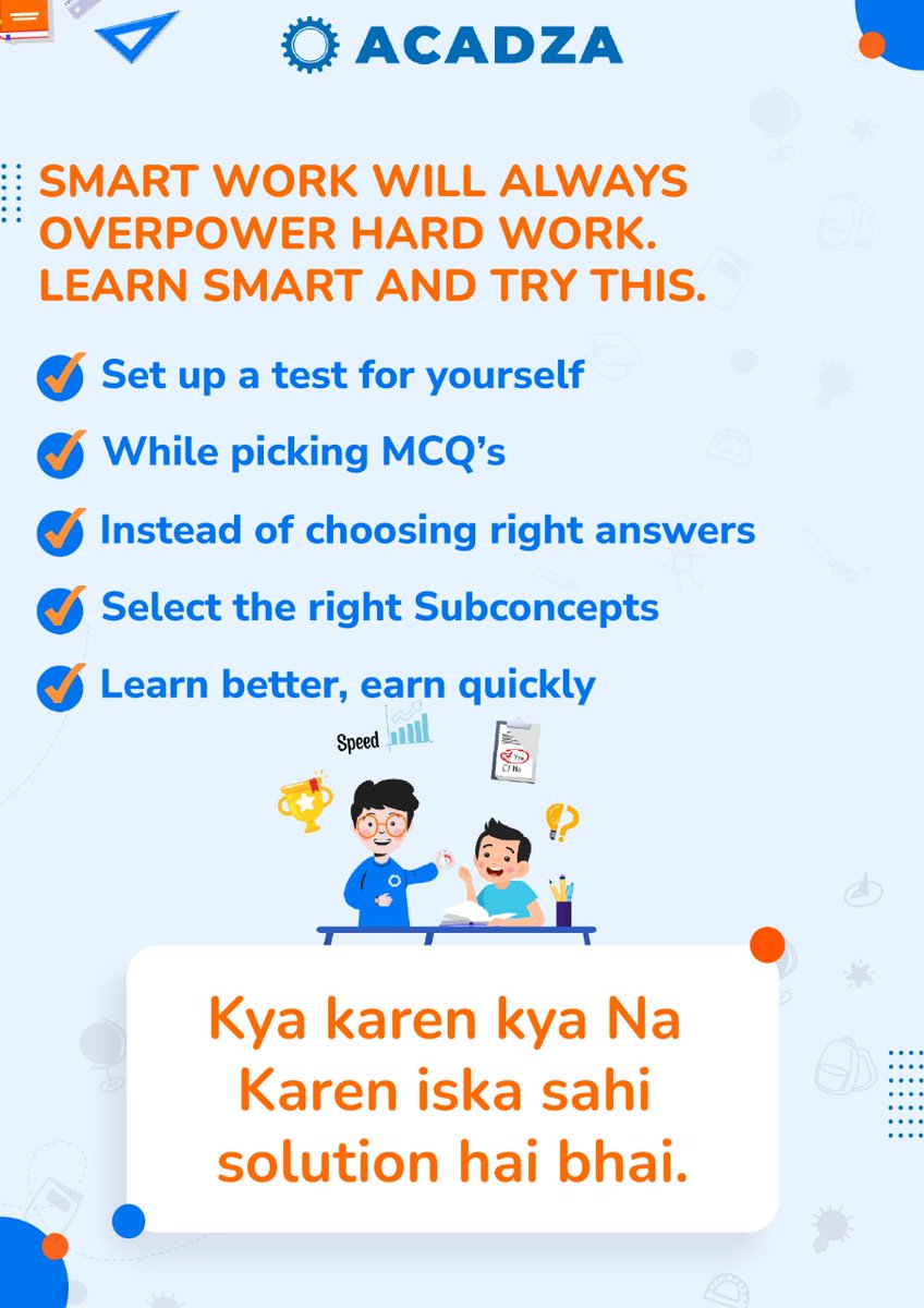 AcadzaDost's tweet photo. Boost of speed is all you need for this JEE and NEET.
ACADZA brings to you, three exquisite ways to boost your speed in a fun way and learn even better.
• Learn core concepts by practicing clicking power.
#SpeedBoosterDost #BoostYourSpeed
@rantsby @sunnymathiit @miralmshah https://t.co/rUTE3UCqMG