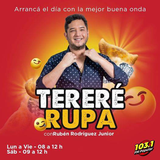 🥟 Somos tu compañía más purete de tus mañanas 🤩
.
🤩 Te acompañamos con mucha buena onda en el #TerereRupa con <a href="/rrodriguezjr/">Ruben Rodriguez Jr.</a>  y la selección purete de <a href="/InthemixNino/">dj nino inthemix 🇵🇾🎧🎶</a>  de Lunes a Viernes de 8 a 12 hs y los Sábados de 9 a 12 hs.
.
📻 FM 103.1 
📲 0976 103 103