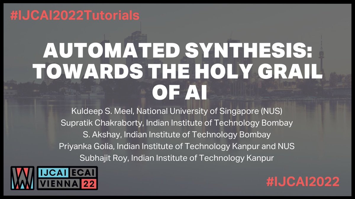IJCAIconf's tweet image. #IJCAI2022Tutorials Automated Synthesis: Towards the Holy Grail of AI
🗓 24 July
🗣️Presenters: @ksmeel Supratik Chakraborty, S Akshay @iitbombay, @GoliaPriyanka Subhajit Roy @IITKanpur
➡ priyanka-golia.github.io/ijcai22-tutori…
#IJCAI2022 #Vienna