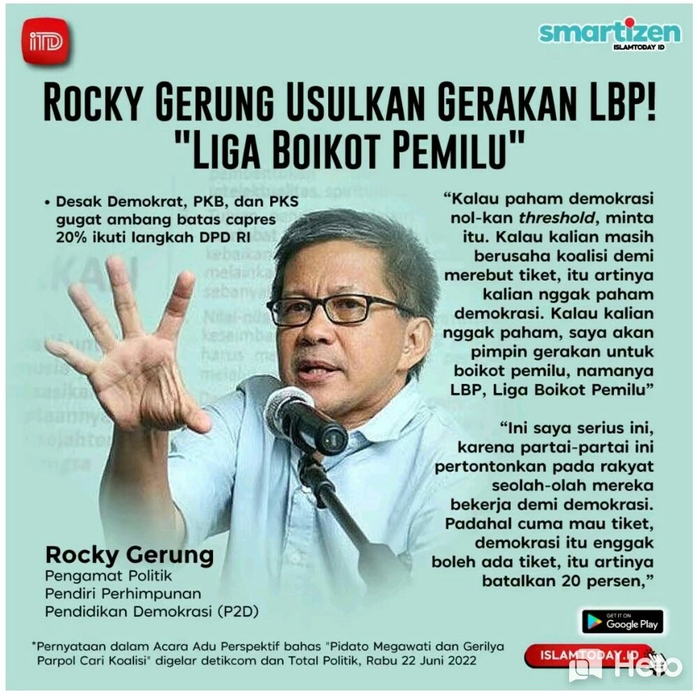 Rocky Gerung Bakal Pimpin Liga Boikot Pemilu (LBP)!

news.detik.com/berita/d-61421…