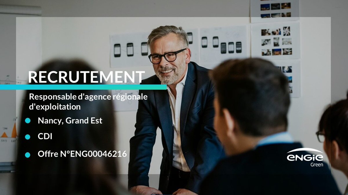 ENGIEGreen's tweet photo. [Job]👷‍Nous recherchons un responsable d’agence exploitation !

Grâce à tes compétences de management, tu optimiseras l’activité et définiras les objectifs de l’équipe! Tu sais fédérer et prendre des décisions pour la sécurité des exploitants ? Postule 👉 https://t.co/SfMZrqopCG https://t.co/RoxfWisb8I