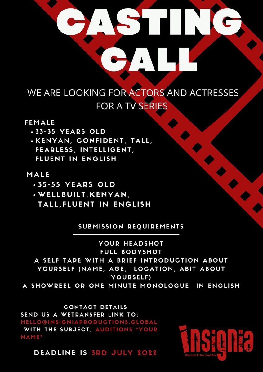 sinemafocuske's tweet photo. #CASTINGCALLALERT: From the production house that brought you Single Kiasi, Pieces of Us, New Beginnings, My Two Wives and more, comes another opportunity.
More details on the poster๐๐พ
#IkoKaziKE #castingcallkenya https://t.co/bCNXrz3OM7