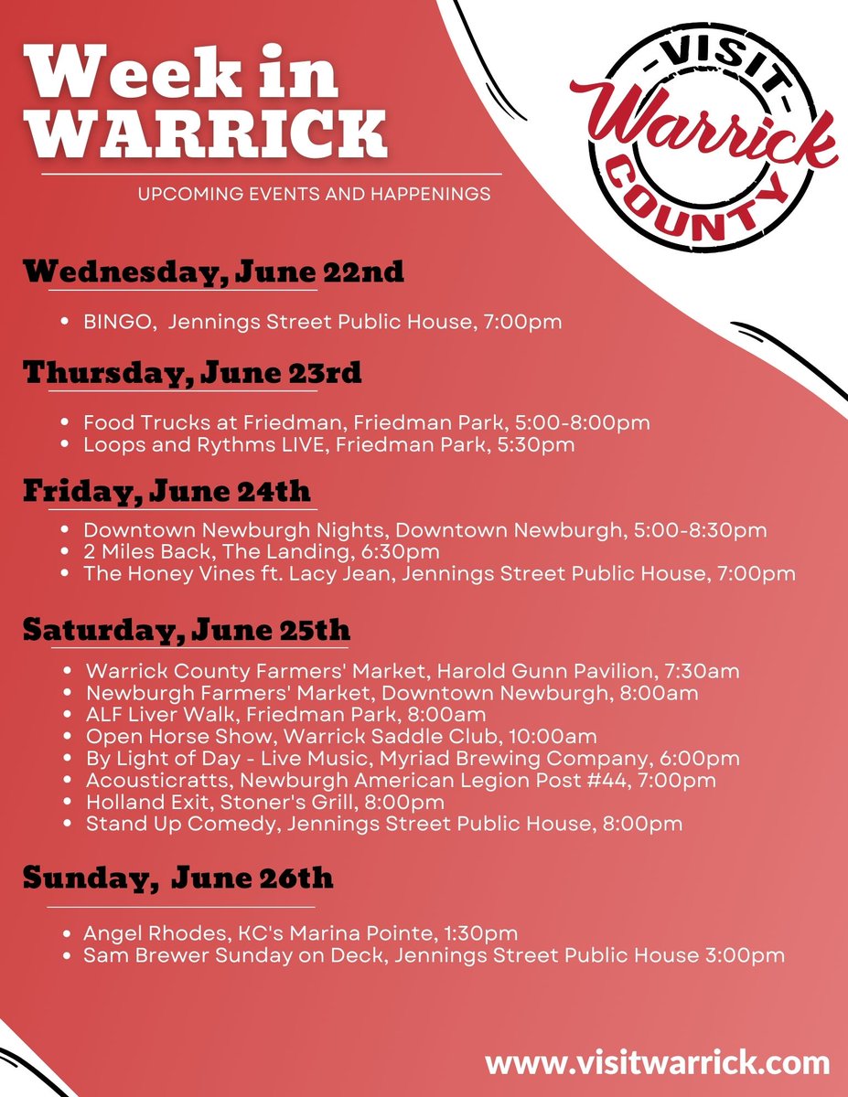 This week has been busy #INWarrick. But, it's not too late to get in on the fun. What events will you be attending this weekend? <a href="/visit_warrick/">Visit Warrick</a> 
#VisitWarrick #INIndiana