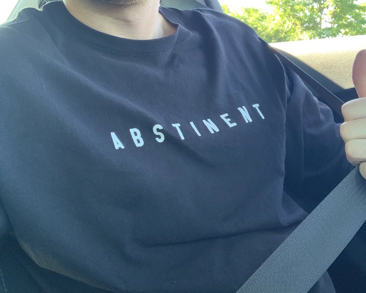 Always a fun day when you’re out of laundry and have to wear your Abstinent shirt in public places I don’t want to😂 today - car dealership