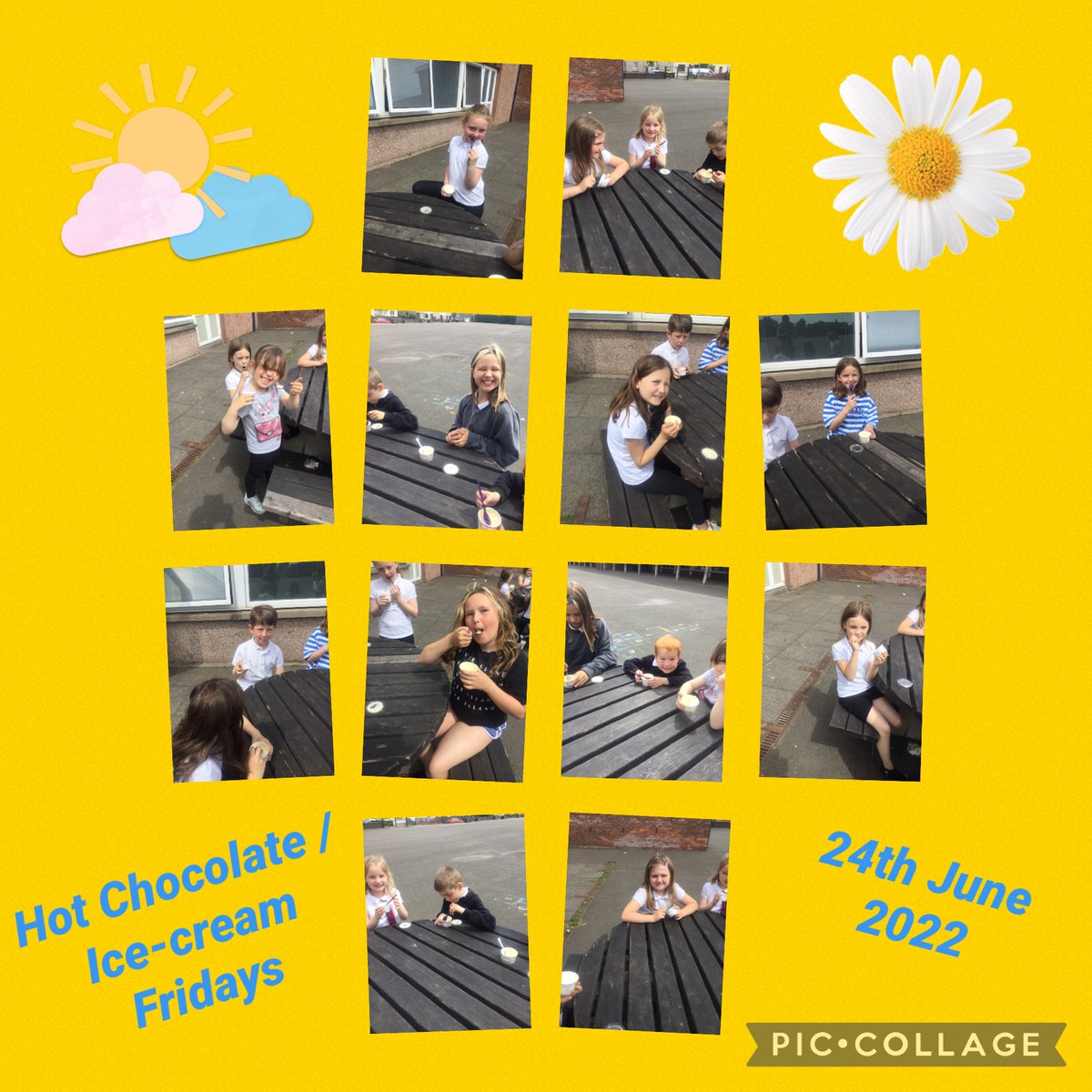 Far too hot and humid for Hot Chocolate Friday this week so instead our award winners enjoyed a nice cooling ice cream out on our picnic benches #herecomesthesun 
#IScreamYouScreamWeAllScreamforIceCream