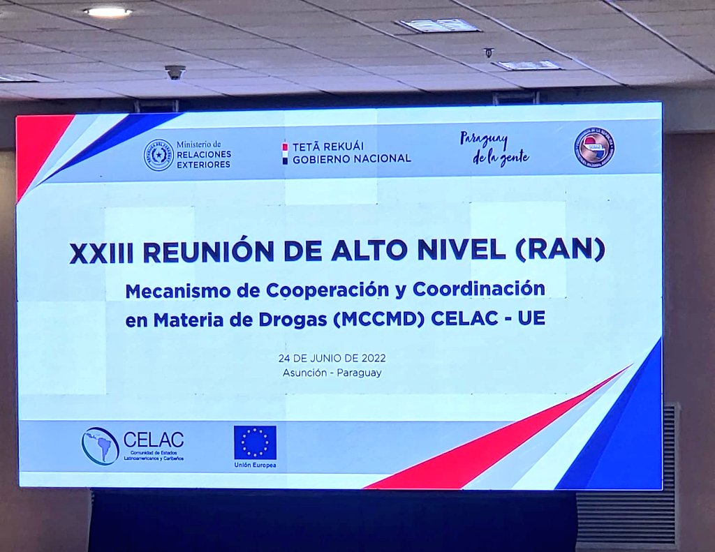 En representación de Rep. Dom. 🇩🇴, la comisión técnica del CND que encabeza <a href="/JMarteMartinez/">Jaime Marte Martínez</a>, participa en la XXII Reunión de Alto Nivel (#RAN) del Mecanismo de Cooperación y Coordinación en Materia de Drogas (#MCCMD) CELAC - UE 🇪🇺, realizada hoy en #Paraguay (<a href="/mreparaguay/">Ministerio de Relaciones Exteriores</a>).

⬇️