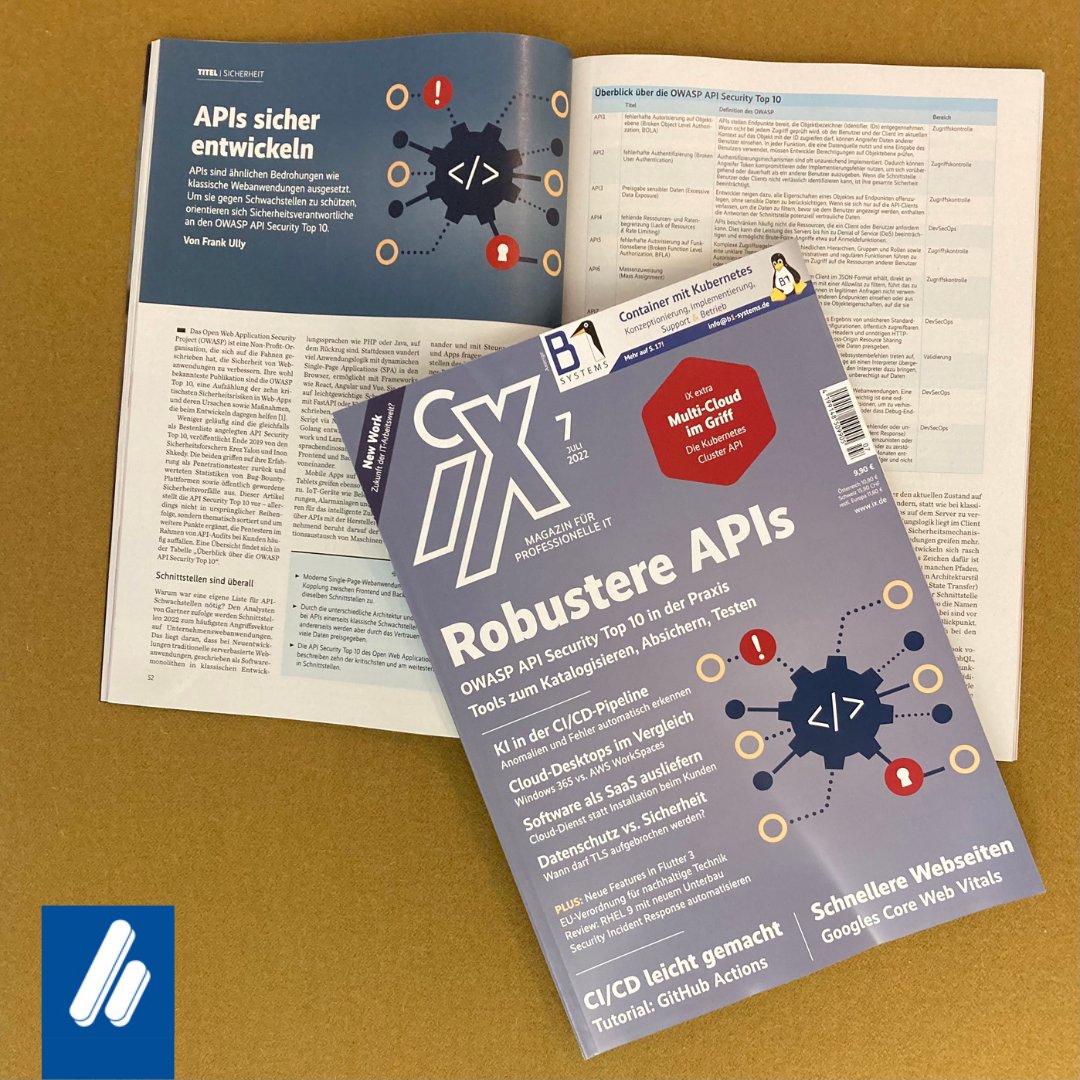 📌 Programmierschnittstellen, häufig nur kurz APIs genannt, sind ähnlichen Bedrohungen wie klassische Webanwendungen ausgesetzt. <a href="/iX/">iX-Redaktion</a> stellt hilfreiche Tools zum  Absichern, Überwachen und Testen vor. heise.de/select/ix/2022… #api #programmieren