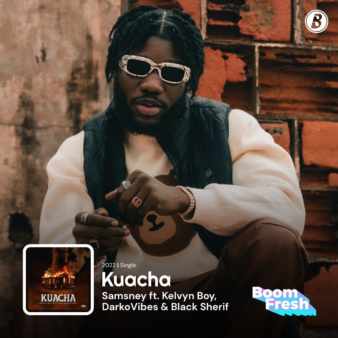 BoomplayGhana's tweet photo. 🔥BOOMFRESH🔥
It’s all about the #Kuacha💰 this season! @samsney_ ’s new tune ft @kelvynboymusic_ , @darkovibes and @blacksherif_ issa vibe!!! Enjoy this jam on #Boomplay
🔗 https://t.co/wIaeyNjZ7e
#BoomFresh #MusicForYou #musicstreamingapp #HomeOfMusic https://t.co/9leAJiArah
