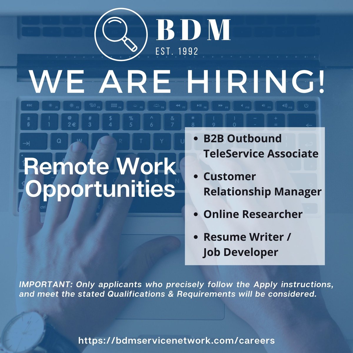 jobsfrombdm's tweet photo. Join Our Team! Work From Anywhere. Check out our Permanent #RemoteJobs at https://t.co/BfWSqiuWCc
#internationaljobs #jobdeveloper #customerrelationshipmanager #onlineresearcher #telemarketer #telemarketing #virtualjobs #workathome #workfromhome #remotejob #remotejobs #hiring https://t.co/K7LHBxoQDt