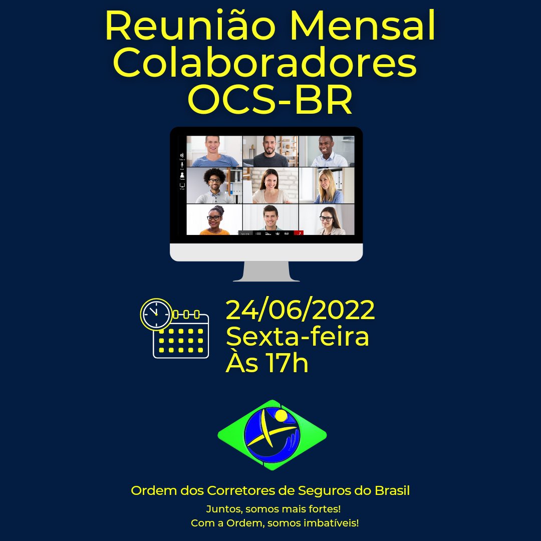 ocsbrasil's tweet photo. 🚨 HOJE!
📅 Reunião Mensal dos Colaboradores da OCS-BR
💻 Online
⏰ 17h https://t.co/BdvuhoJW8r