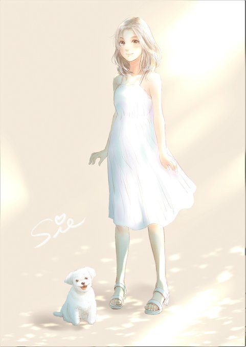 白いワンピースの女の子のtwitterイラスト検索結果